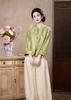 National Style New Chinese Satin Printed Cheongsam Top 1011 Early Autumn New Fashion Young Low Neck Loose Cardigan