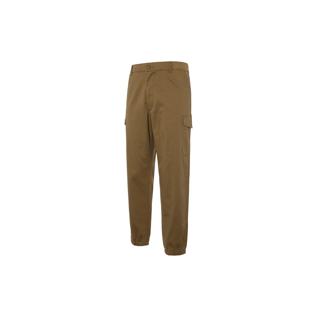 UNIQLO Solid Color Elastic Waist Multi Pocket Casual Work Pants Men pants Light-Brown 462318-35
