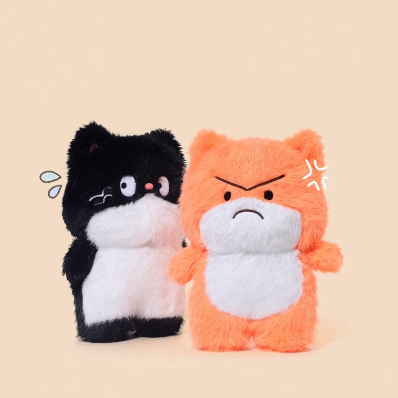 Cartoon Couple Cat Plush Toys Soft Stuffed Cartoon Animal Kitty Doll Black Cats Pillow Cushion Christmas Birthday Gift For Kids