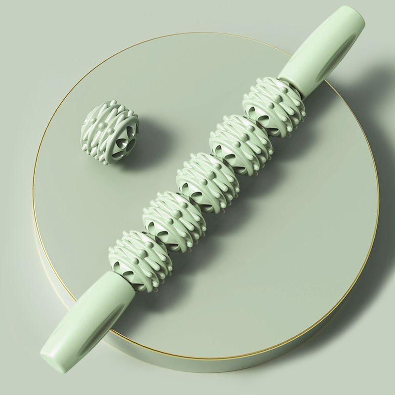 Deep Tissue Massage Roller Multi-Wheel Muscle Relief Tool for Back Neck Legs Portable Fitness Recovery Stick Home Gym Massager with Textured Surface