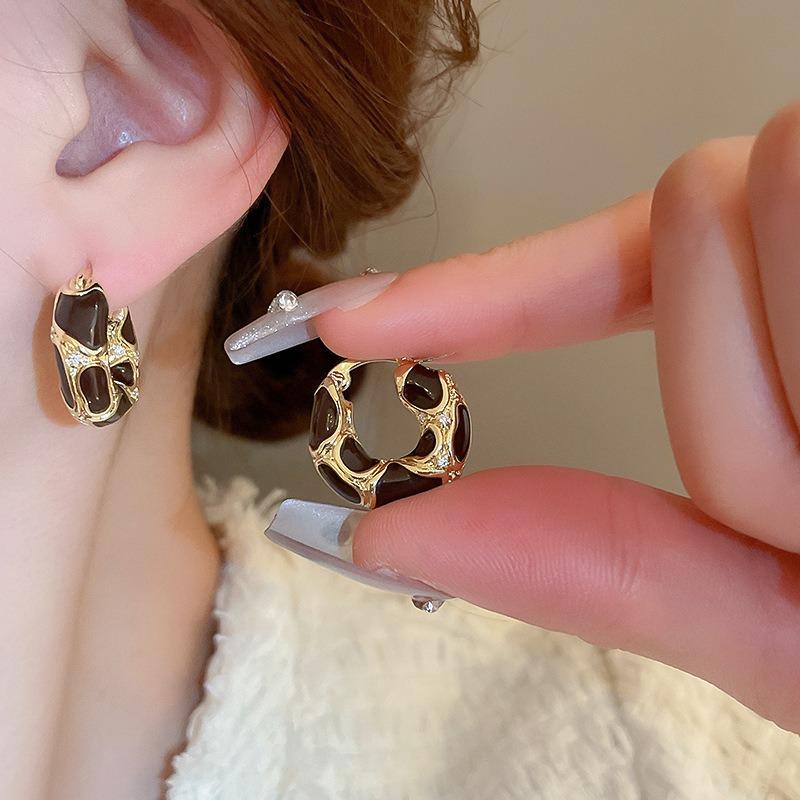 Stainless Steel Hoop Earrings for Women Girls Trendy Elegant Enamel Color Ear Loops Wedding Accessories Creative Jewelry Gifts