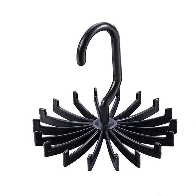 Black Plastic Living Room Hook Creative Multifunctional Large 18 Claw Tie, Belt, 360 Degree Rotatable Tie Hanger