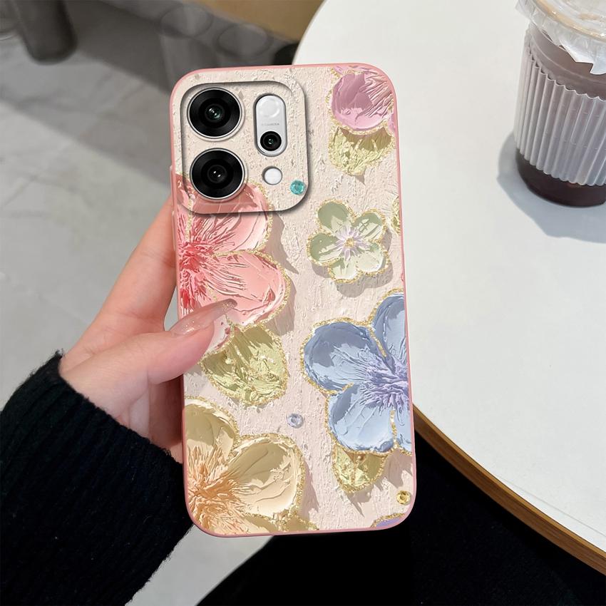 For Oppo Reno14 Pro 14F A5 A5X K13 Phone Cases Table Cartoon Cat Pattern Phone Case Camera Protection Shockproof Silicone Covers For Oppo Bumper Shell