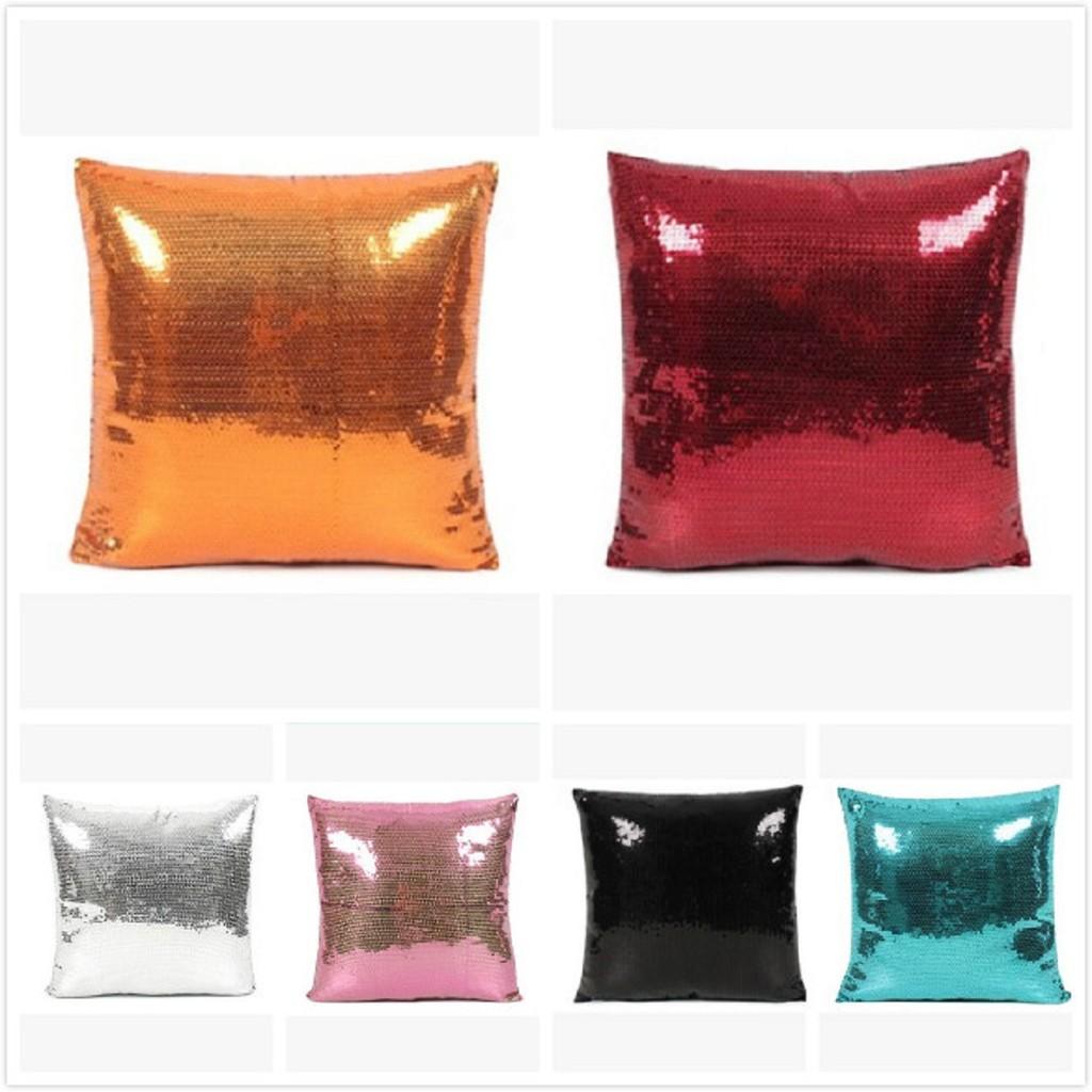 Luxurious Satin Sequin Pillow Cover 17 Inches With Handpainted Floral Design For Home Decor