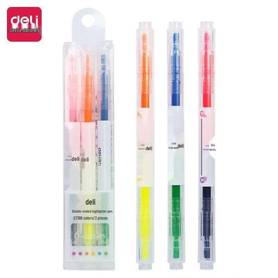 Deli Dual-Tip Dual-Color Highlighter Pens