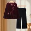 Women's Plus Size Chinese Style Gold Velvet Suit