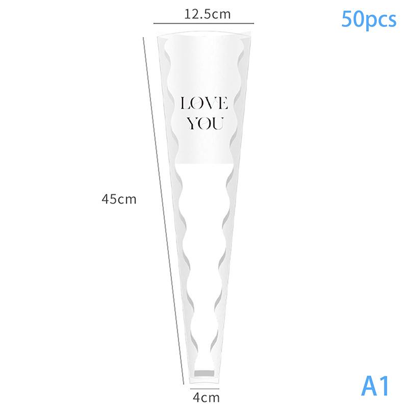 50pcs Mermaid Wavy Pattern Flower Bouquet Gift Cellophane Bag Wrapping Paper Bag Valentine's Day Mother's Day Single Rose Bags