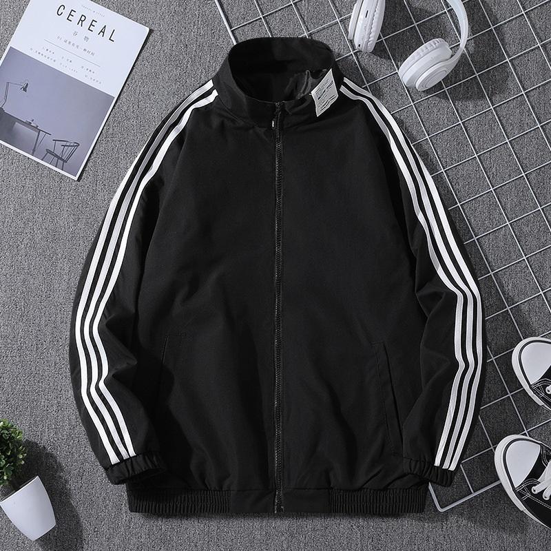 

Ретро Спортивная куртка с цветовыми блоками и полосками, с воротником-стойкой, для мужчин и женщин, свободная, повседневная, ветрозащитная куртка 4XL чёрный