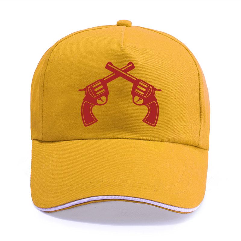 New Summer Double Gun Shooting Pistol Print Cap Unisex Women Unisex Cotton Hat Snapback Hats Trucker Cap SunHats