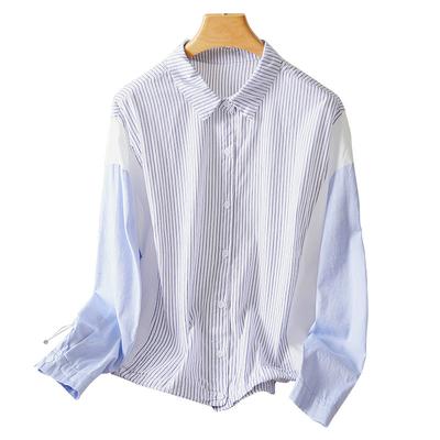 Striped Shirt Women's Long-sleeved Spring and Autumn New Spliced Top