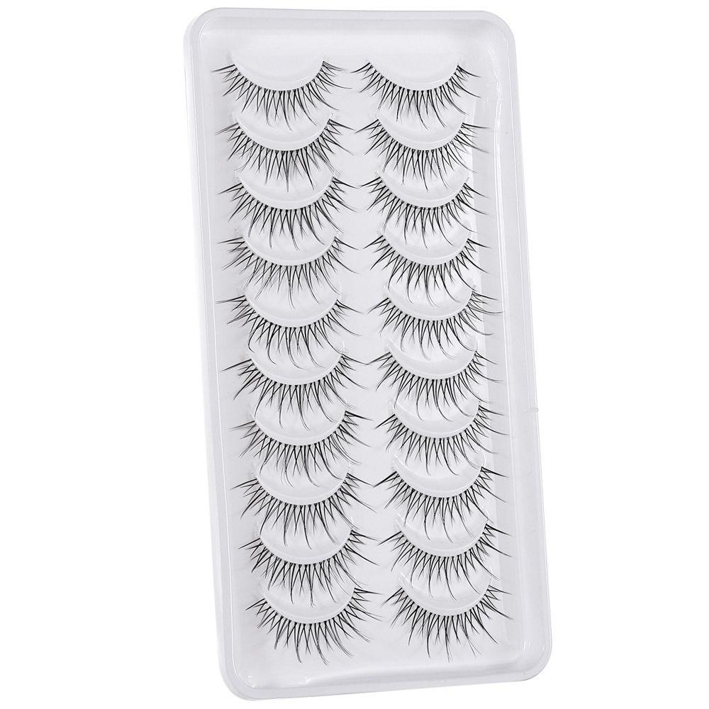 10 Pairs 3D Natural Look Spiky Fairy Lashes with Clear Band False Eyelashes Wispy Lashes Y10