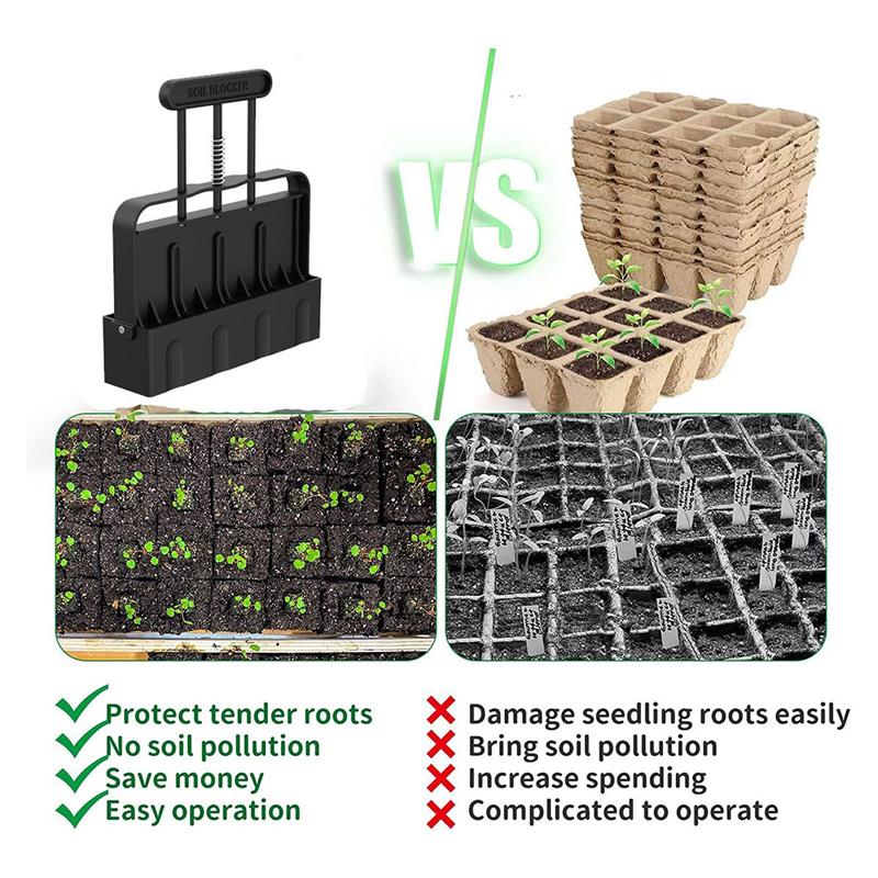 2025+ Soil Block Maker Soil Blocker with Grip Handle Soil Blocking Tool for Seedlings Garden Tools