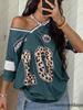 2026 Sommer Sexy Leopardenmuster 01 T-Shirt Für Damen V-Ausschnitt Kurzarm Sport Fußballtrikot Y2K Locker Übertrieben Große Oberteile