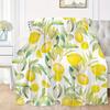 Watercolor Lemon Leaf Flannel Throw Blanket Fresh Yellow Citrus Fruit Summer Lightweight Sofa Blanket