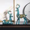 2 Deer Figurines Reindeer Sculptures Gifts Art Ornament Couple Elk Statues for Tabletop Home Decor