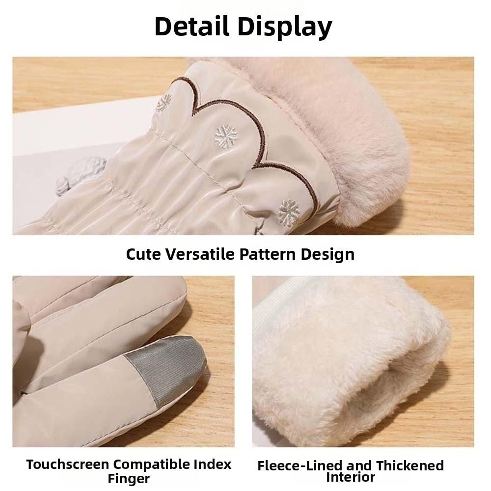 Down Cotton Satin Anti-cold Gloves Soft Finger Mittens Plush Thickened Gloves  Autumn