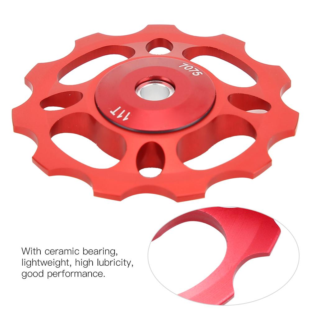 CNC Aluminium Alloy Bike Ceramic Bearing Guide Wheel Rear Derailleur Pulley for Mountain Bicyclered 11T