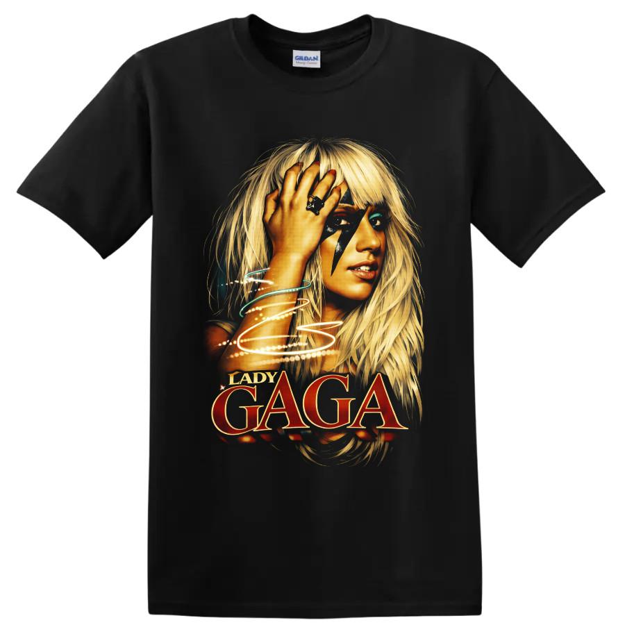 Lady Gaga Pop Star Portrait T Shirt w/ Lightning Makeup Concert Fan Tee Gift