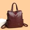 Multifunctional Backpack Women's Bag PU Shoulder Bag Solid Color Handbag