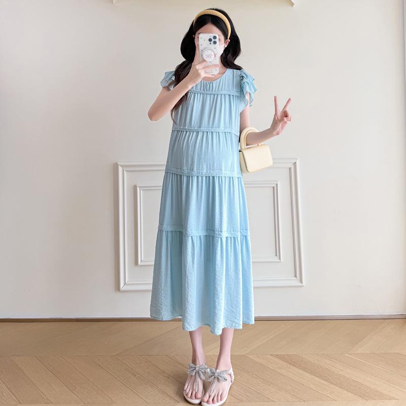 2026 Stylish Mid-length Loose Maternity Summer Dress for Trendy Moms XL