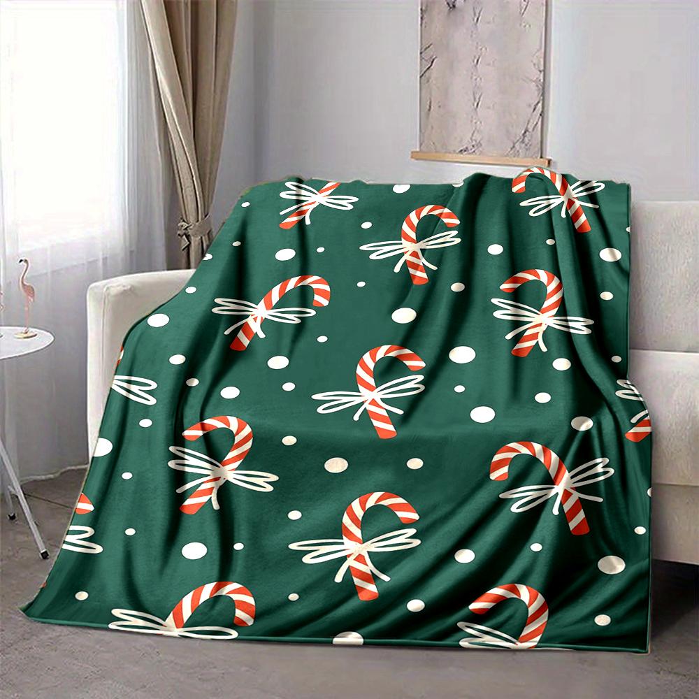1Pc Christmas Candy Canes Blanket Soft And Comfortable Casual Warm Camping Travel Christmas Halloween Gift M91720