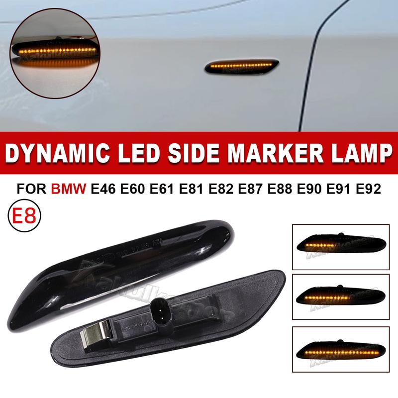 Smoke Lens Dynamic Flowing LED Turn Signal Side Marker Light Blinker Lamp For BMW E60 E61 E90 E91 E87 E81 E84 E88 E93 E82 E46