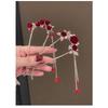 New Chinese Style Rose U Shape Hairpin Women Hanfu Cheongsam Tassel Ancient Style Hair Accessories
