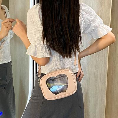 Fashion PU Leather Crossbody Bags Women Square Bags Versatile Female Apple Shape Transparent Shoulder Bags Luxury Handbags