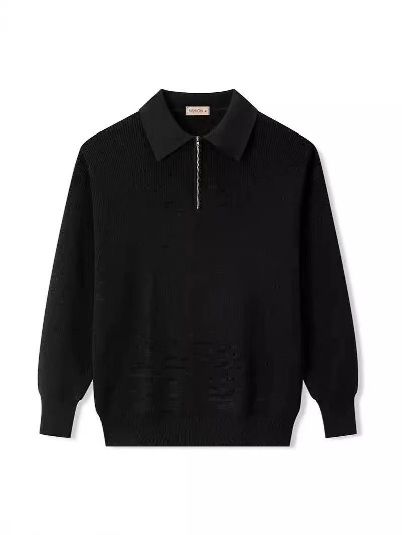 Men s Japanese-Style Trendy Half-Zip Knit Polo Sweater Triple Extra Large