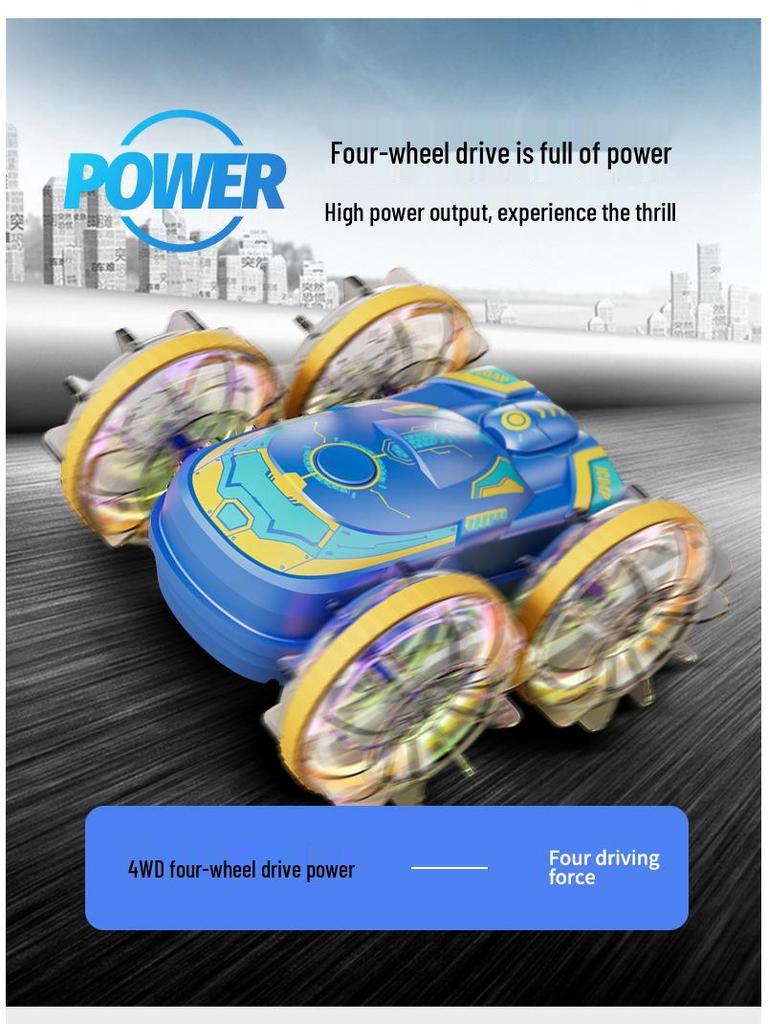 Amphibious 4WD Gesture-Control Stunt Car: Double-Sided Off-Road Tumbling Remote Control Toy for Kids