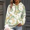 Women Plus Size Abstract Printed Long Sleeve Drawstring Hood Kangaroo Pocket Pullover Hoodie