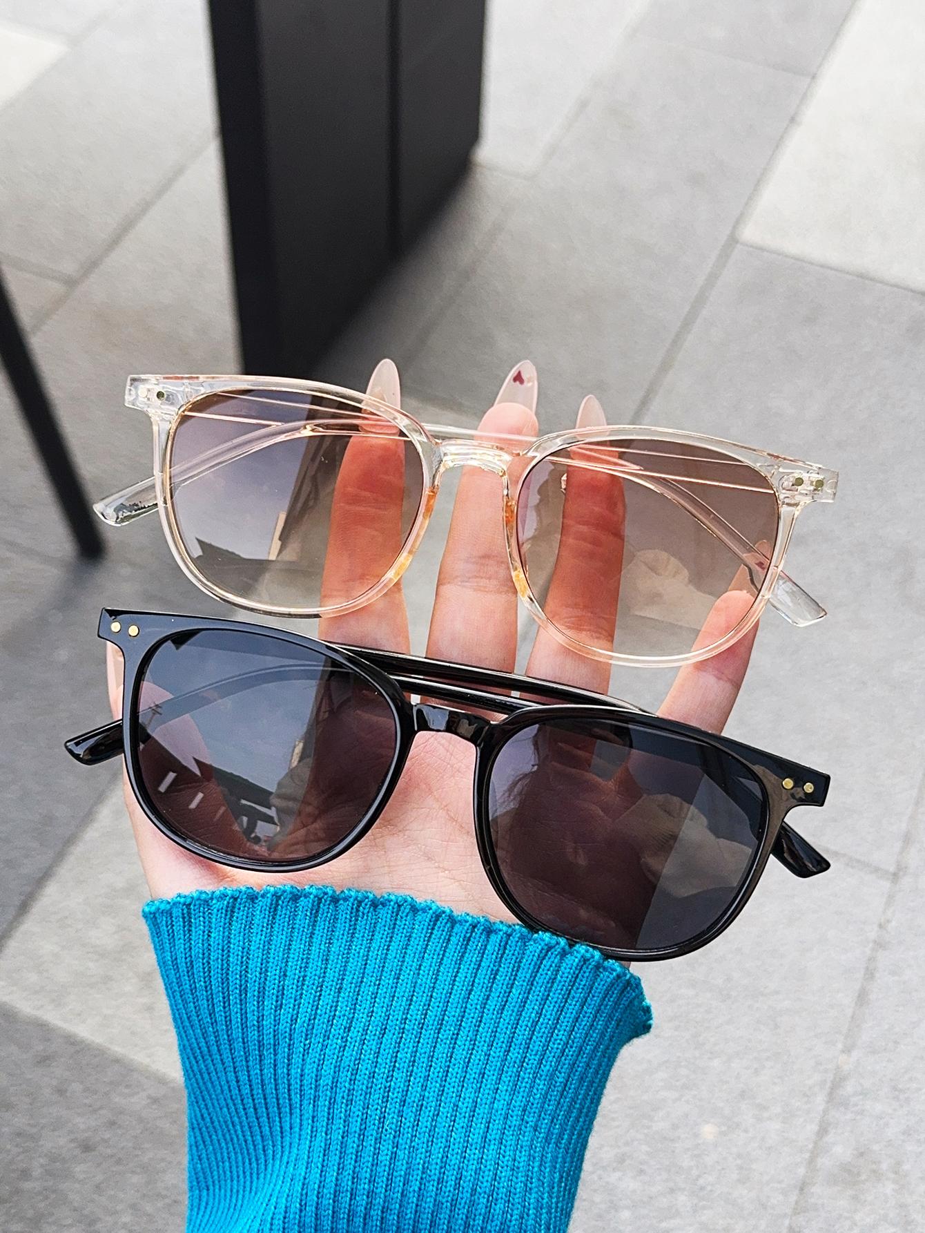 

2Pcs Fashionable Square Frame Glasses Set Durable Pc Materials Perfect For Party Holiday Gifts Daily Casual Accessories Unisex