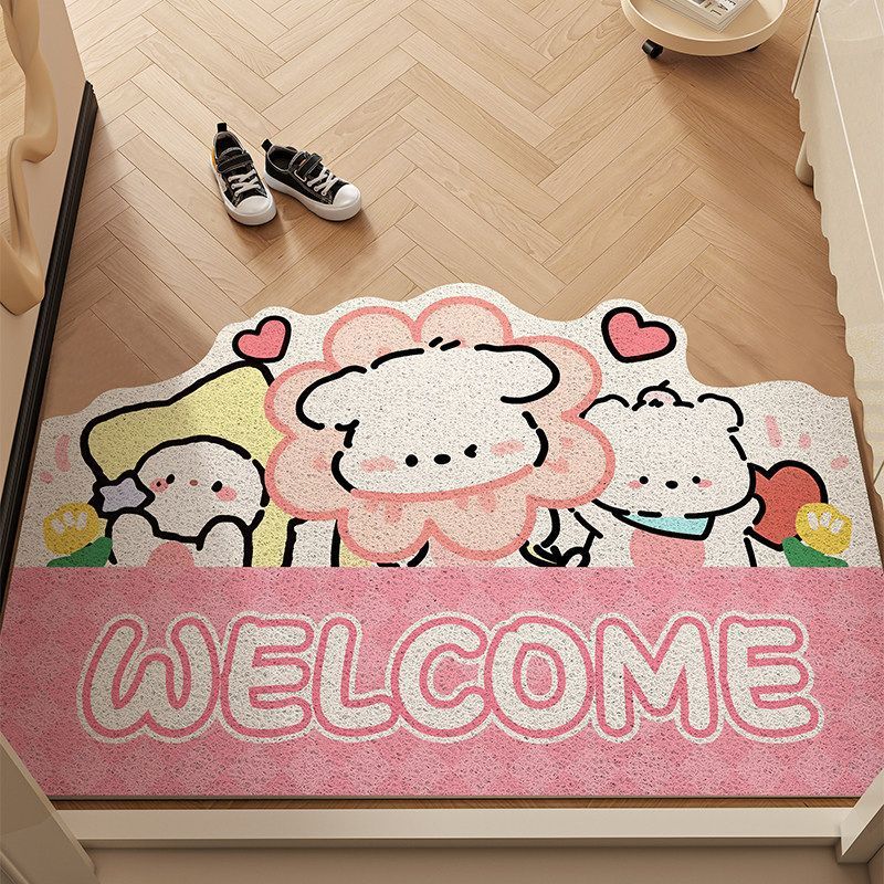 Cartoon Entry Silk Circle Floor Mat Cute Little New Entrance Door Porch Non-Slip Door Mat Can Be Cut Carpet