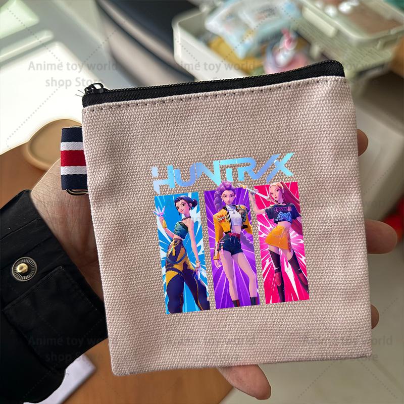 KPop Demon Hunters Makeup Bag Women Cute Anime Canvas Multicolored Pencil Case Zipper Hand-carried Finishing Storage Bags Gift