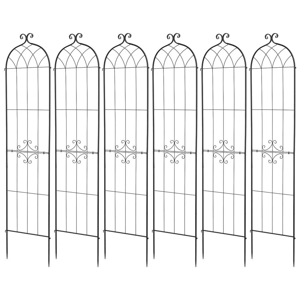 Garden Trellis, 220 x 52.5 cm Rose Trellis, 6 Packs Garden Flower Rose Trellises with Powder-Coated Finish & Convenient Locking Design, Plant Support