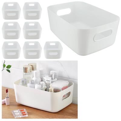 Manekinext Simple Storage Set of with Rounded Durable for Small Item Storage and Drawer Organization Cases, 8, Handles, Corners, (White)