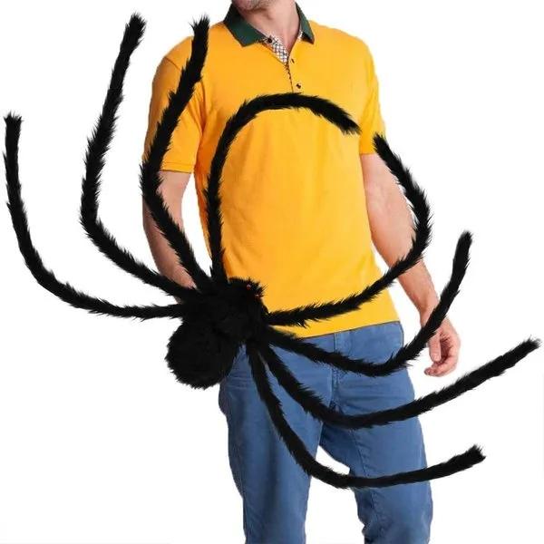 NEW 200cm/79 Inch Halloween Large Spider Plush Fake Hairy Spider Props Halloween Party Scary Decoration Indoor Outdoor Yard Toys 200cm
