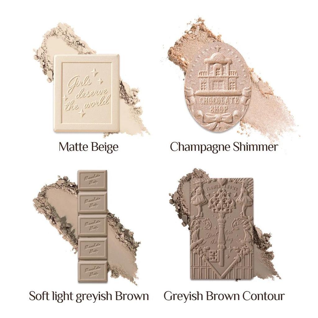 Flower Knows Waterproof Highlighter Contour Palette Long Lasting Vegan Makeup Chocolate Wonder Shop 0.56oz Sweet Shade Blending