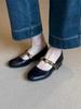 Mode Mary Jane Einzelne Schuhe Dicke Absatzschuhe Elegant Klassisch Retro Quadratische Zehenpartie Bequem Weich Flacher Ausschnitt Niedriger Absatz Damenschuhe