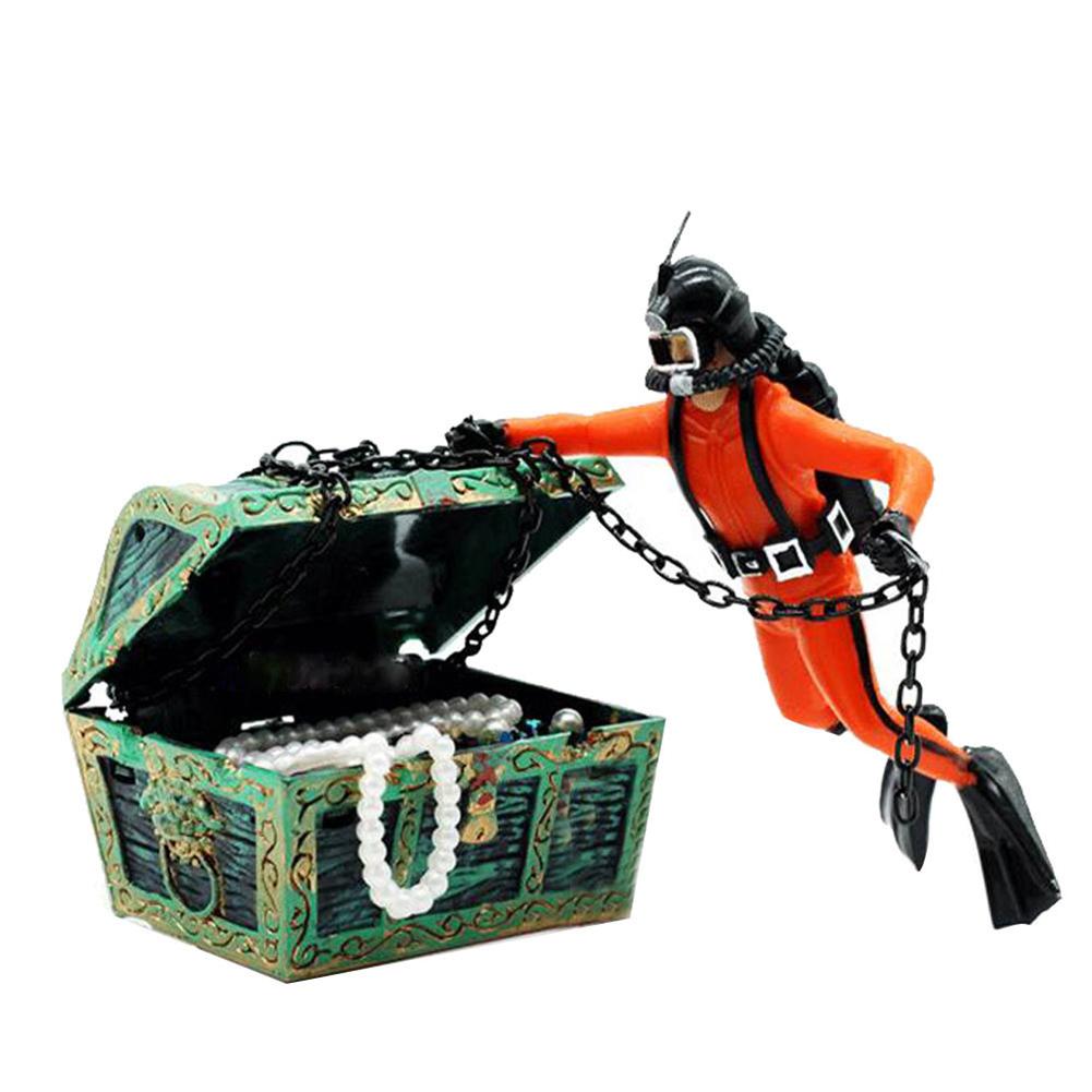 Frogman  Ornaments Pneumatic Fish Bowl Landscape Treasure Frogman Underwater Aquarium Decor