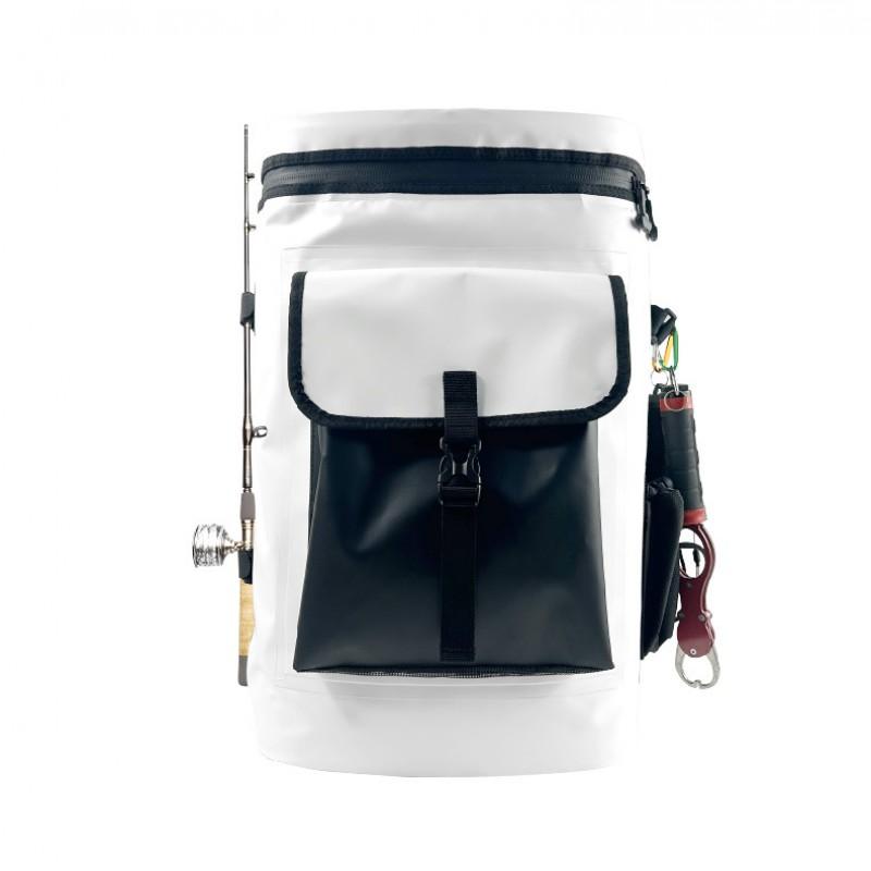 30L Waterproof PVC Fishing Backpack Sea Rods Live Bait Storage Dual-Shoulder Insulated Tackle Bag White
