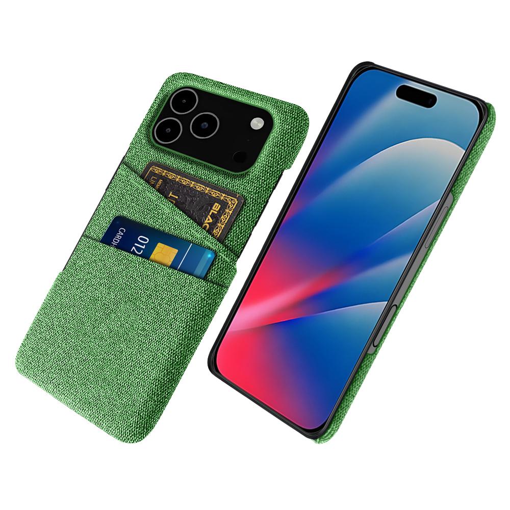 For iPhone 17 Pro Max Case Cloth+Hard PC Phone Cover with Dual Card Slots