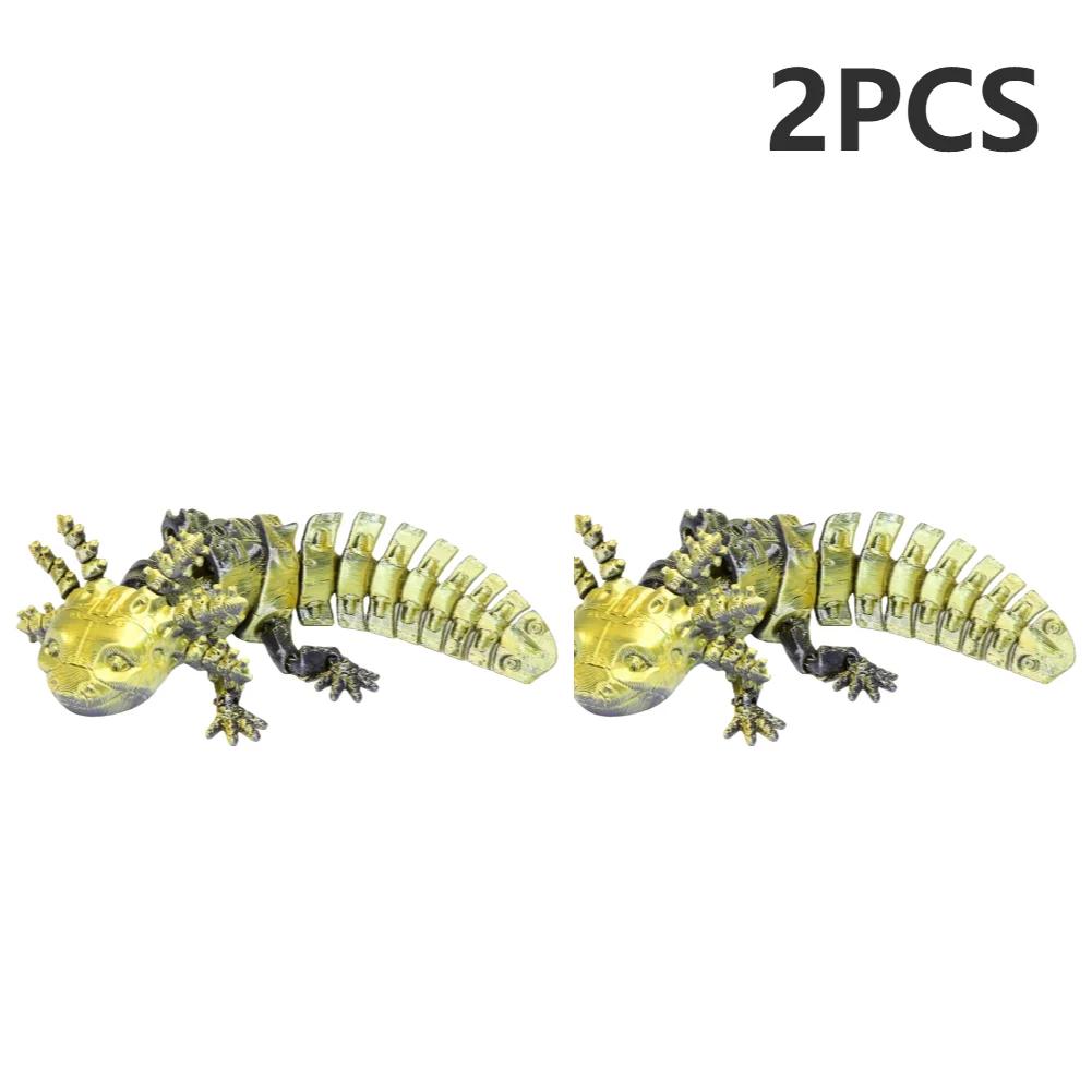 2pcs 3D Printed Axolotl Desk Toy Collectible Articulated Figurine Desk Toy Articulated Axolotl Stress Relief Home Desktop Decor
