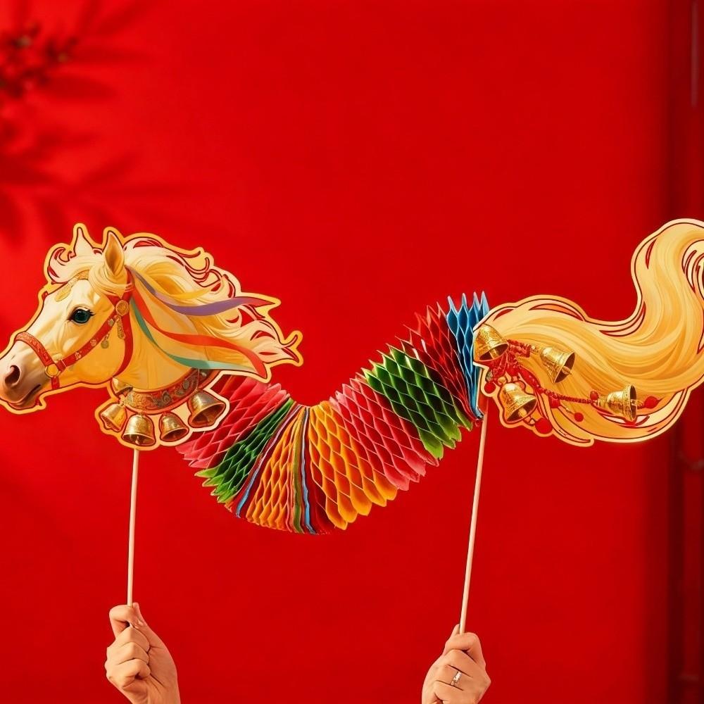 Cartoon Chinese Paper Dance Horse 2026 Horse Year 3 D Dragon Horse Craft Handmade New Year Decoration Spring Festival Supplies