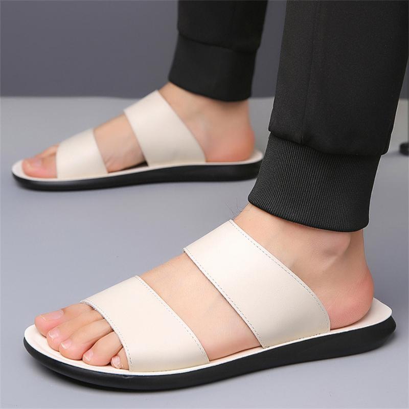 Slippers for Men Luxury Brand Leather Casual Slippers 2025 Summer New Beach Slippers for Men Non Slip Flat Sandals Large Size48