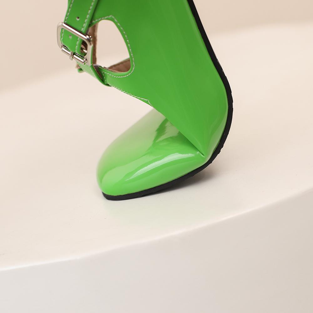 White Women Pumps Square Toe Non-slip Buckle Strap High Block Heel Plus size 45 48