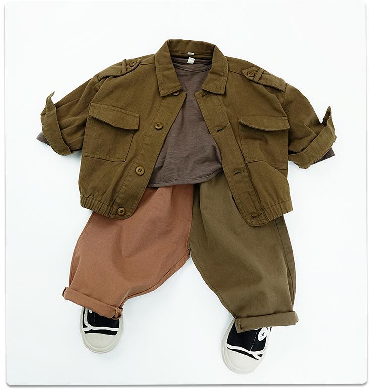 Kinder Baumwoll-Leinen Karottenhose: Frühling & Herbst Koreanischer Stil, Farbblockierte Freizeitkleidung für Kleinkinder & Kinder