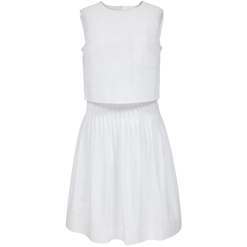 

ONLY 2025 Summer Pleated A-line White Mini Dress M