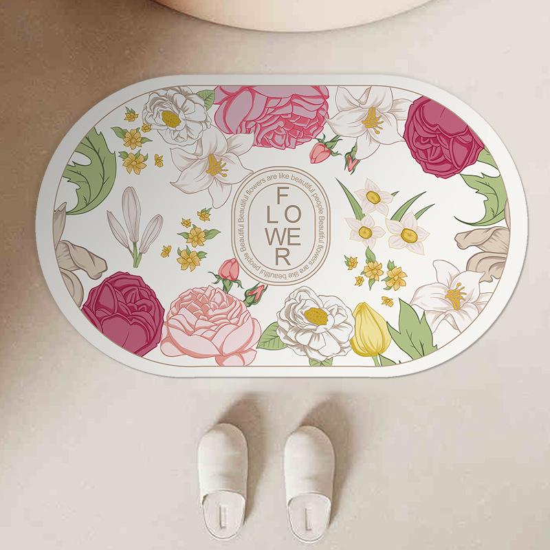 

Садовые цветы Мягкий диатомовый коврик для грязи Бытовой туалет Впитывающий коврик для унитаза Нескользящий коврик для ног в ванной 40*60cm