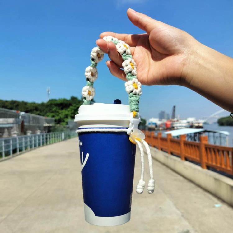 Outdoor Water Bottles Handle Handwovens Flower Cord Drink Bottle Carriers Strap